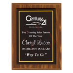 Walnut Finish Plaque - Black/Red Acrylic