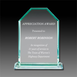Jade Glass Clipped Corner Award
