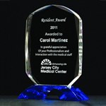 Crystal Blue Pedestal Award